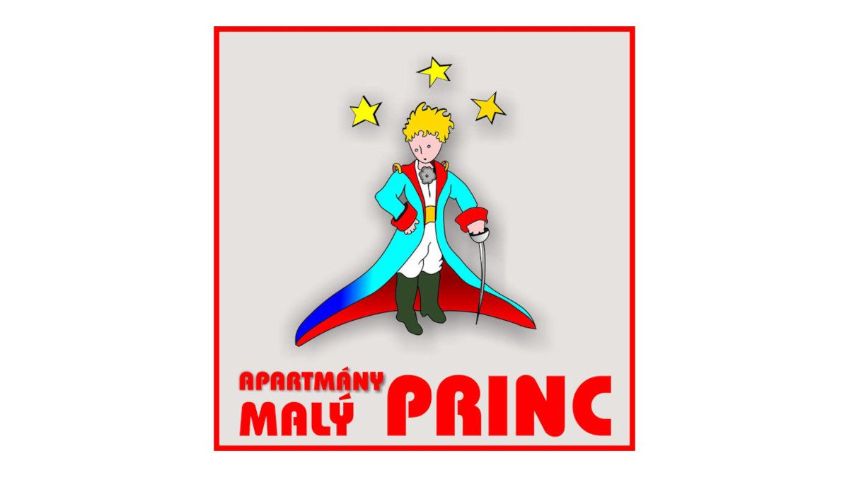 Logo apartmánov Malý Princ - ubytovanie na Slovensku s ilustráciou postavy malého princa a hviezdami